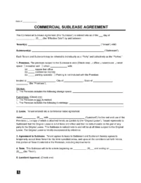 Commercial Sublease Agreement Template