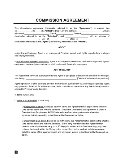 Commission Agreement Template
