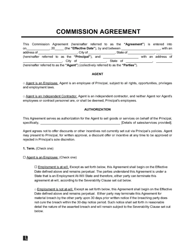 Commission Agreement Template