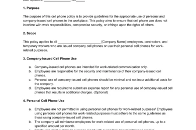 Company Cell Phone Policy Template