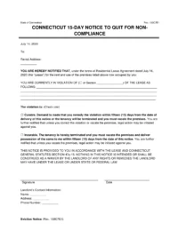 Connecticut 15-Day Notice to Quit for Non-Compliance