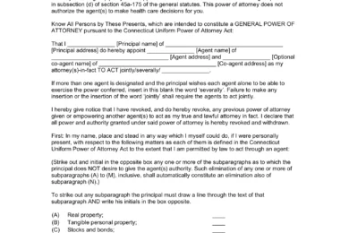 Connecticut Durable Statutory Power of Attorney Form