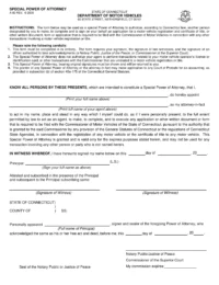 Connecticut Motor Vehicle Power of Attorney Form