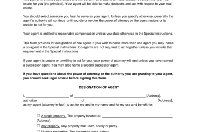 Connecticut Real Estate Power of Attorney Form