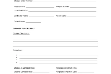Construction Change Order Form