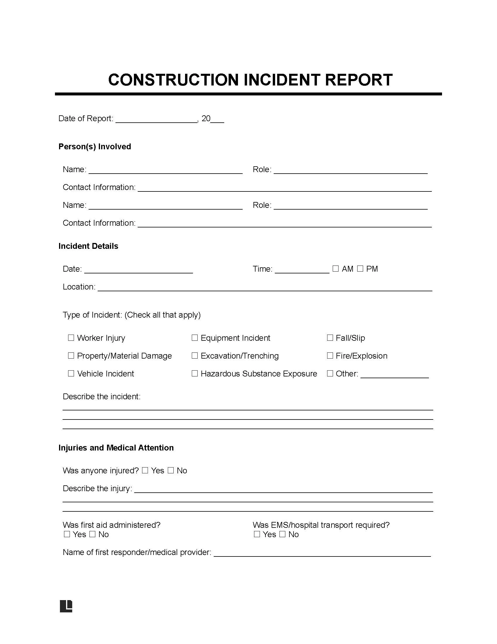 Construction Incident Report