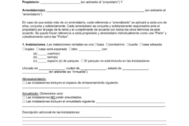 plantilla de Contrato de Arrendamiento