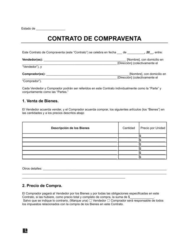 plantilla de contrato de compraventa