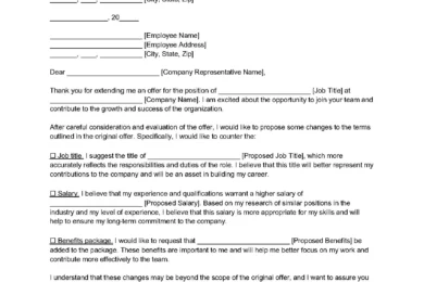 Counter Offer Letter Template