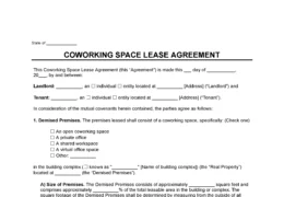 Coworking Space Lease Agreement Template