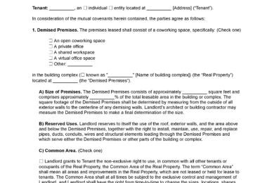 Coworking Space Lease Agreement Template