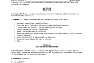 Cross-Purchase Buy-Sell Agreement Screenshot