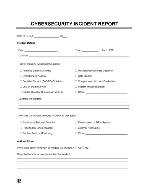 Cybersecurity Incident Report Form
