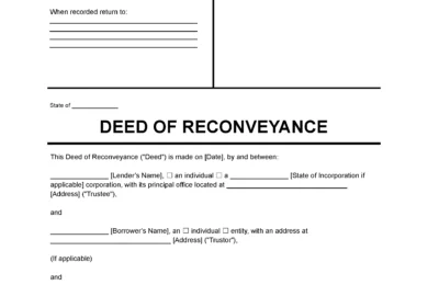 Deed of Reconveyance Form
