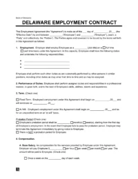 Delaware Employment Contract Template