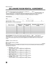 Delaware Room Rental Agreement