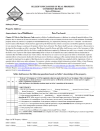 Delaware Seller’s Disclosure of Real Property Condition Report