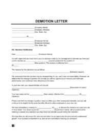 Demotion Letter Template