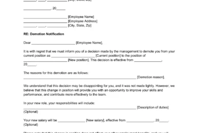 Demotion Letter Template