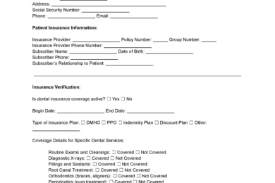 Dental Insurance Verification Form