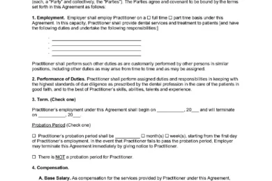 Dentist Employment Contract Sample