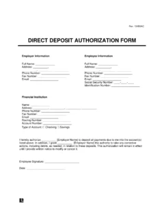 Direct Deposit Authorization Form