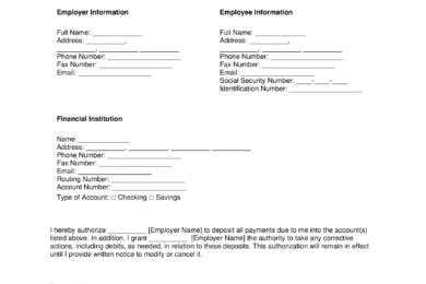 Direct Deposit Authorization Form