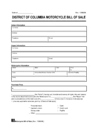 washington, dc motorcycle bill of sale