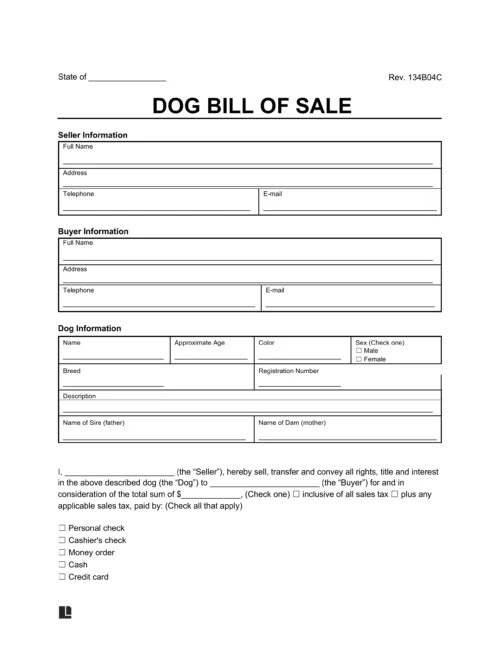 Dog Bill of Sale Screenshot