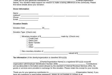 Donation Receipt Template