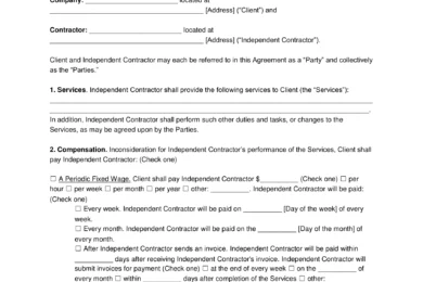 Drywall Independent Contractor Agreement