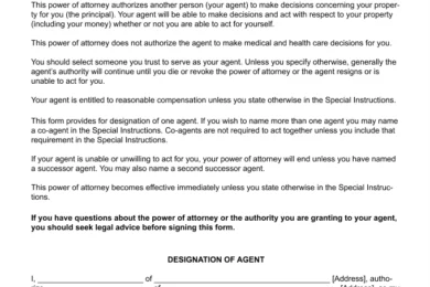 Oregon Durable Power of Attorney screenshot