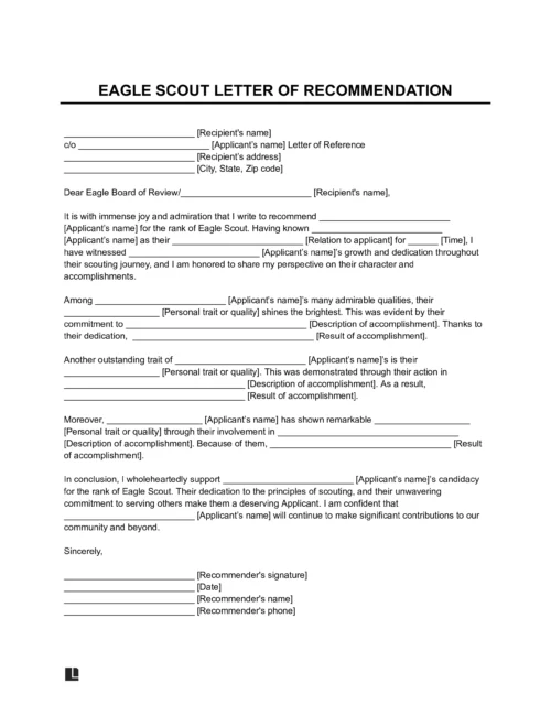 Eagle Scout Letter of Recommendation