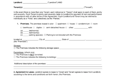 El Paso Residential Lease Agreement Template