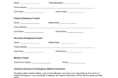 Employee Emergency Contact Form