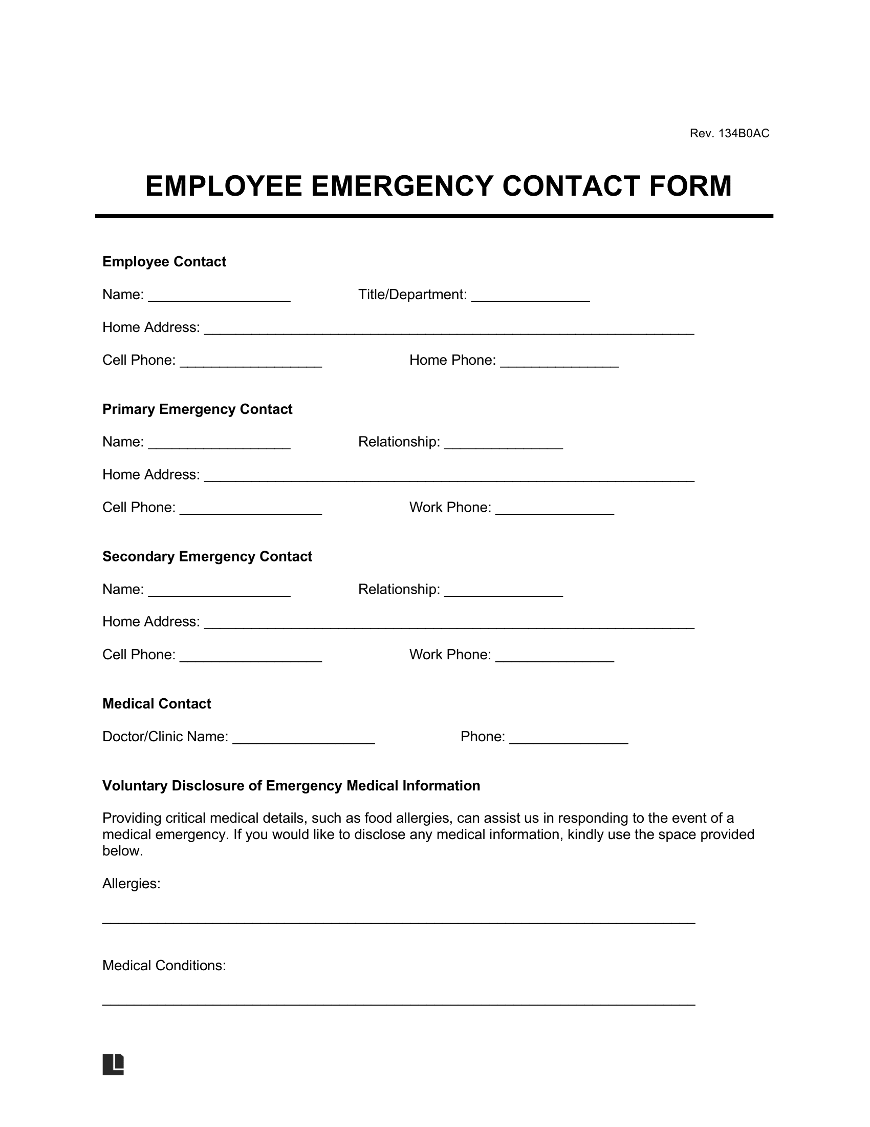 Employee Emergency Contact Form