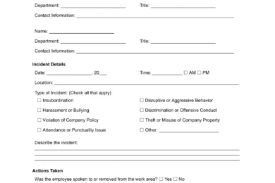 Employee Incident Report template