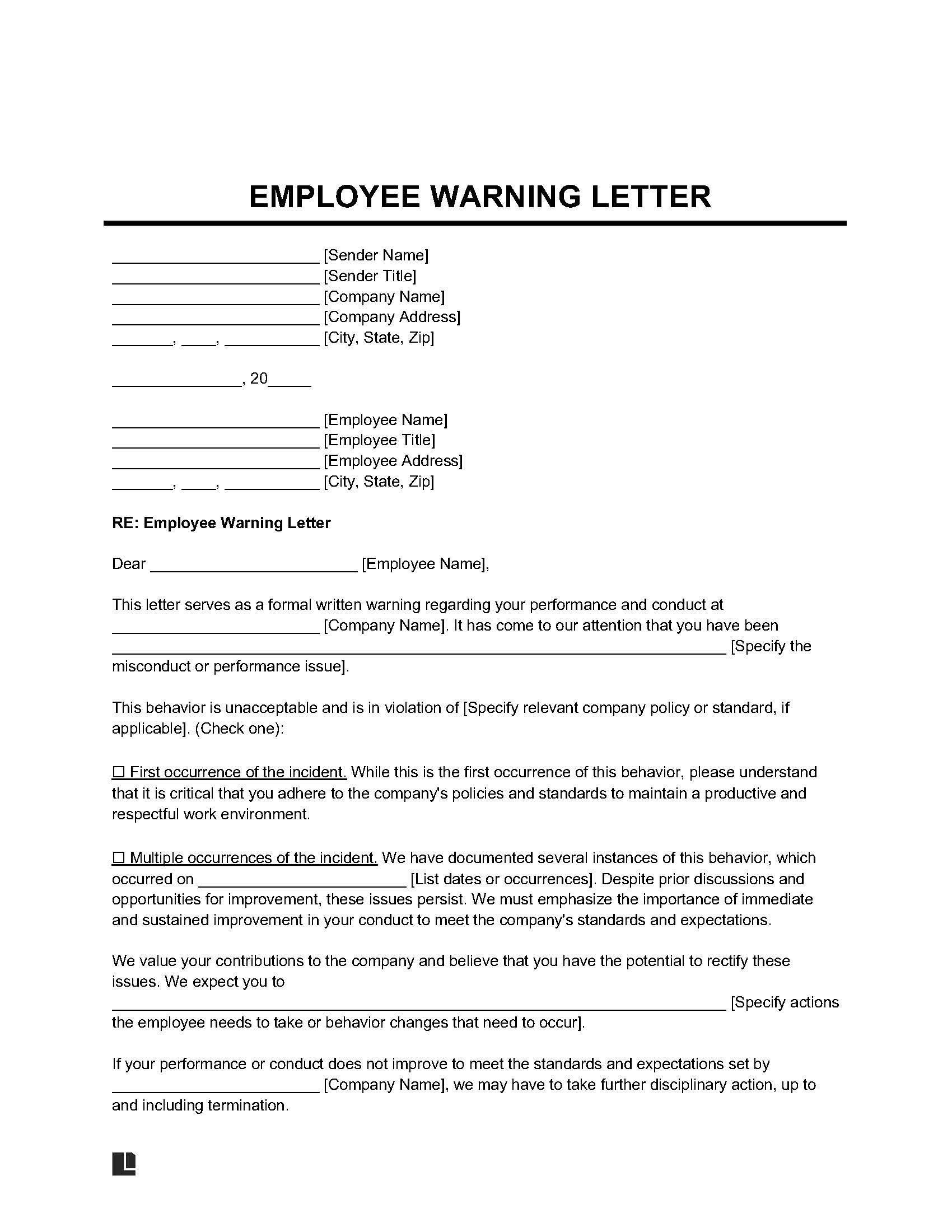 Employee Warning Notice Template