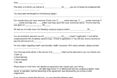 Employment Termination Letter Template