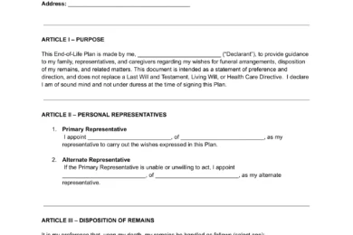 End-of-Life Plan template