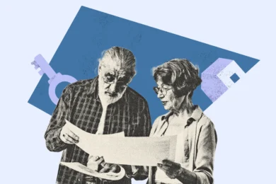 An elderly couple reviewing their estate planning checklist