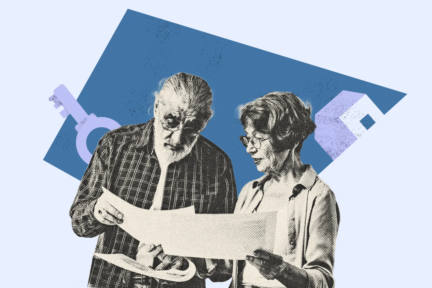 An elderly couple reviewing their estate planning checklist