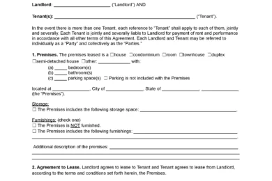 Family Member Lease Agreement Template