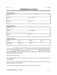 Firearm (Gun) Bill of Sale Form