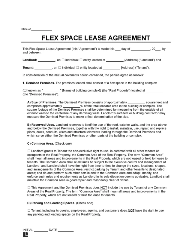 Flex Space Rental Agreement Template