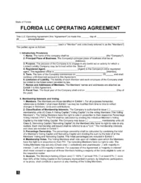 Florida LLC Operating Agreement Template