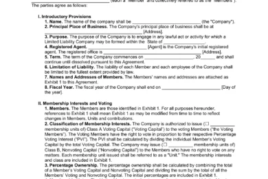 Florida LLC Operating Agreement Template
