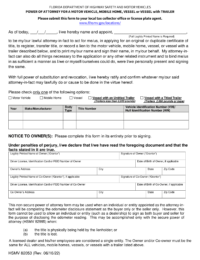 Florida Motor Vehicle Power of Attorney Form