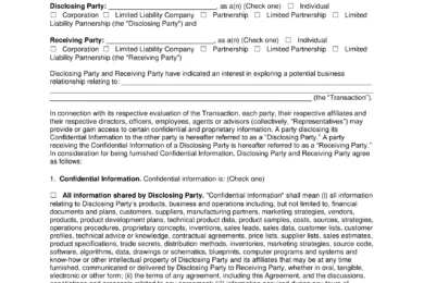 Florida Non-Disclosure Agreement Template