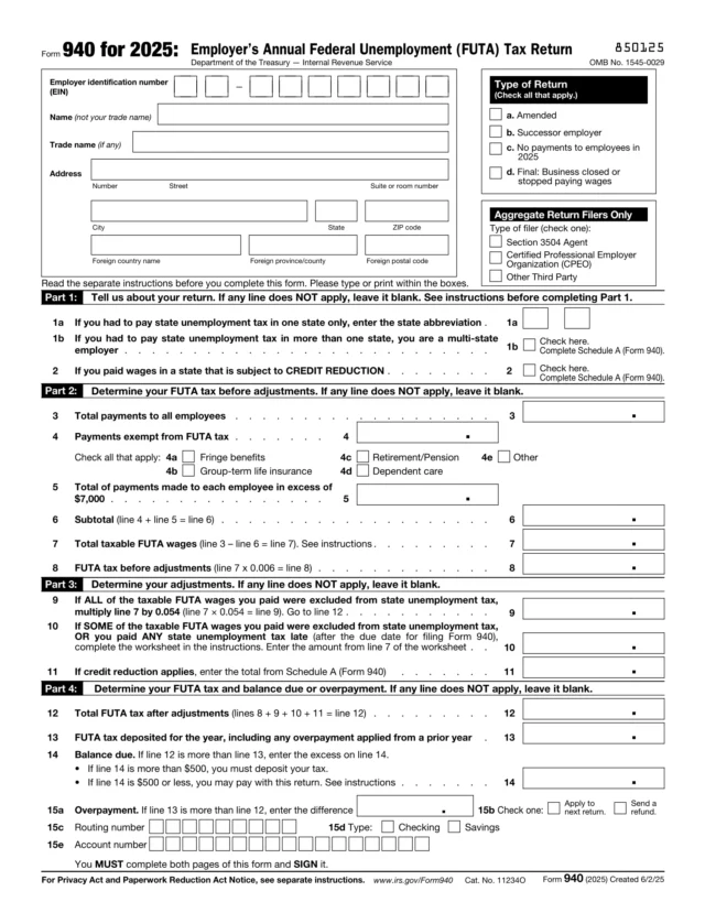 Form 940 for 2024